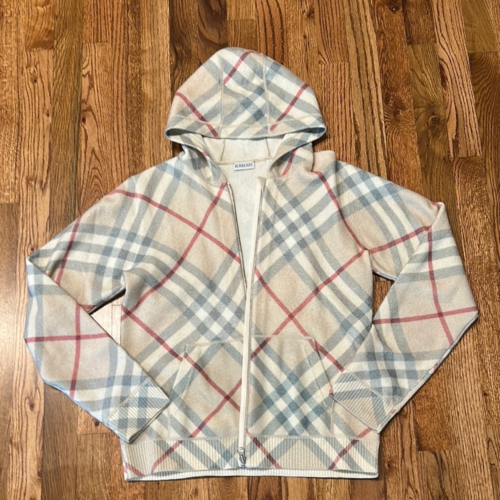 Authentic Burberry 100% Wool Plaid Hoodie